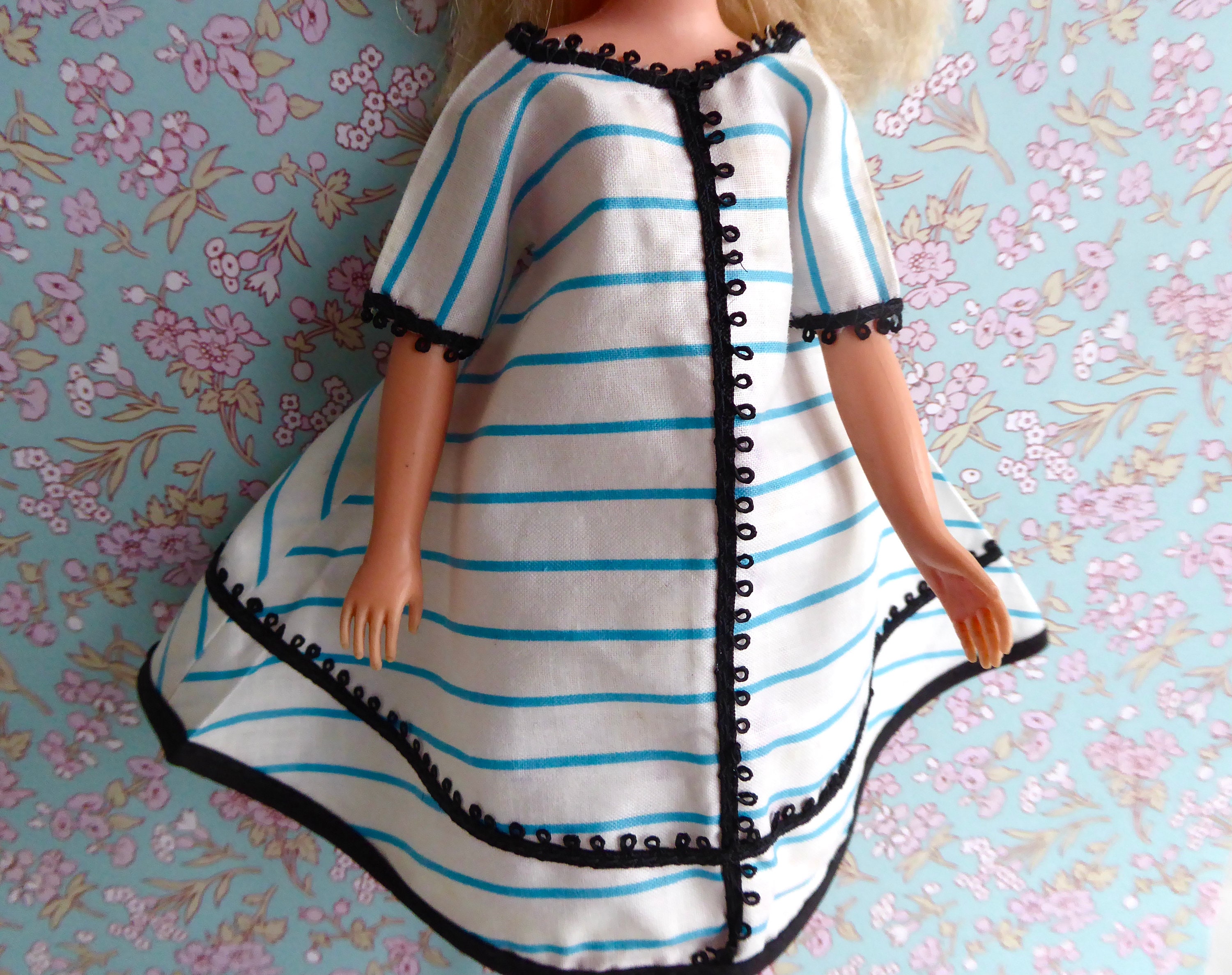 1960s Vintage & Handmade FASHION DOLL DRESS in Full A-line