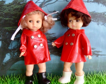 1980s AMANDA JANE RAINCOATS & Hats, for 7-8in/16-20cm dolls like Ginny, Lottie, Madame Alexander, Mini American Girl, Penny Brite, etc