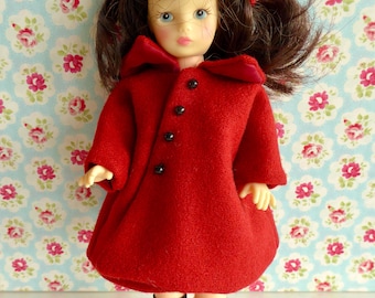 1950s DOLL COAT & HAT, to fit 8-9in/20-23cm dolls like Blue Box, Disney, Ginny, Kripplebush Kids, Middle Blythe, Muffie, Ginger, Penny Brite