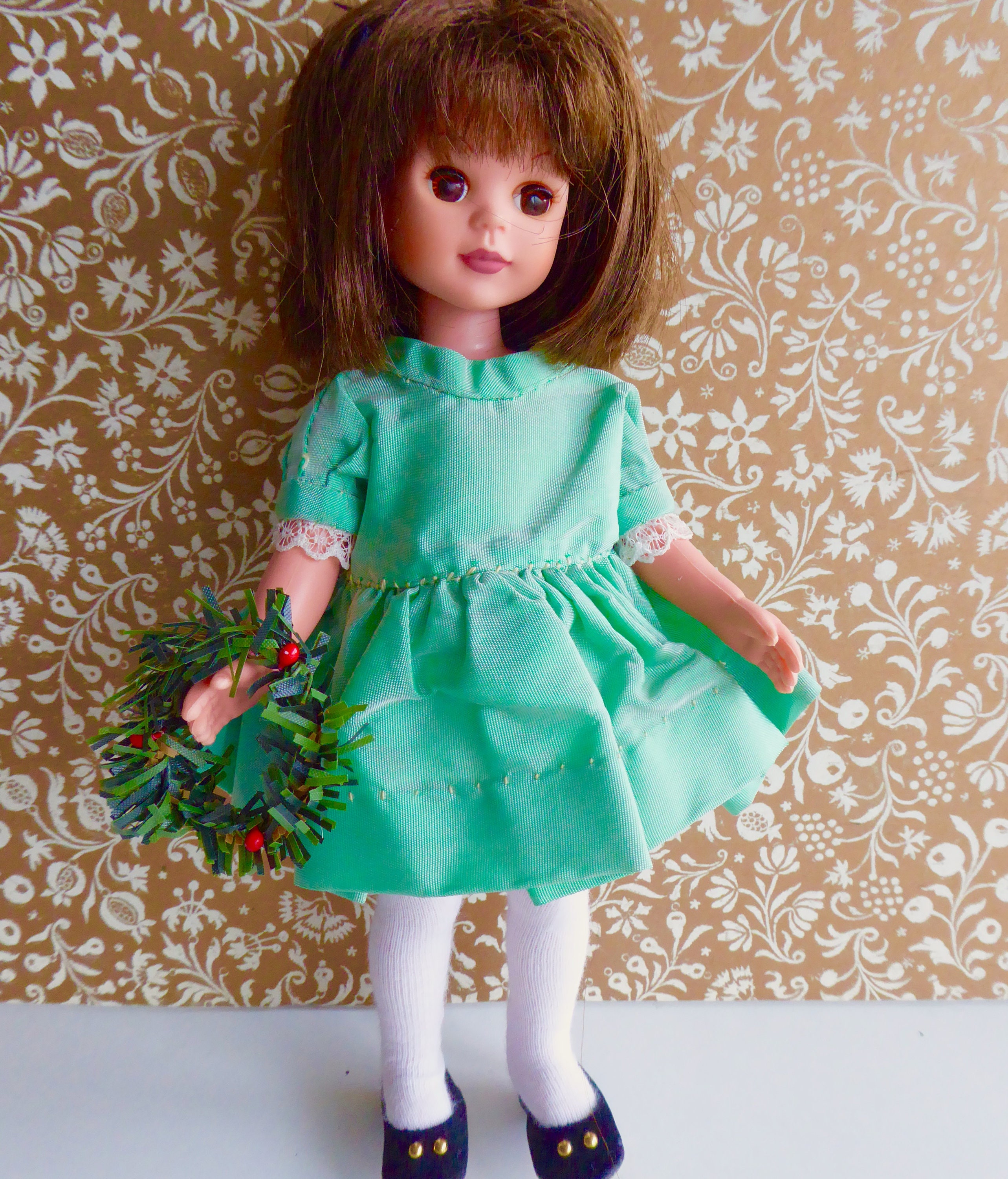 1950s TAFFETA DOLL DRESS, Nicely Hand-made for 8 In/20 Cm