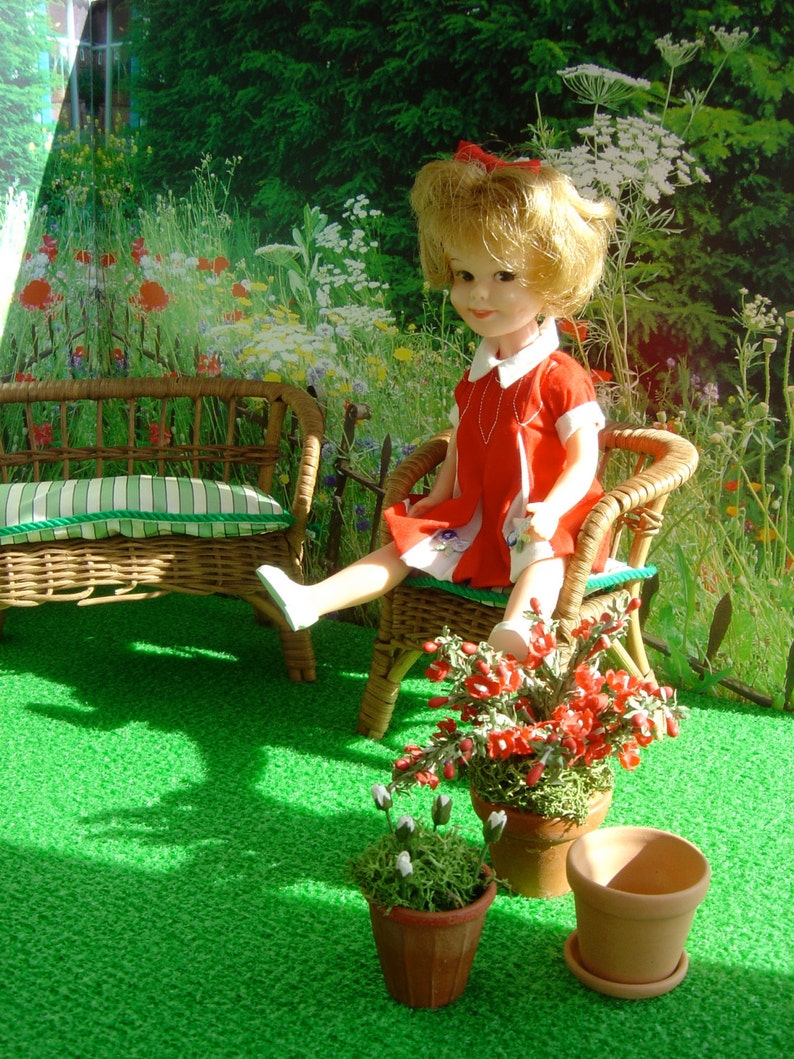 DOLL GARDEN with Vintage Wicker Furniture and Striped Etsy