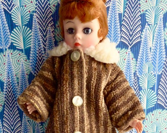 1960s CHENILLE DOLL COAT, handmade and perfect for vintage fashion dolls 9-11in/20-25cm tall, like Jill/Jan, Pepper, Portrette, Sindy, Toni