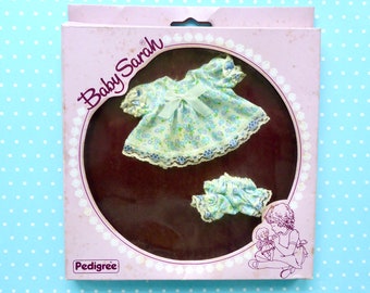 2 Piece BABY SARAH DOLL Outfit - flowery dress and panties will also fit other 6in/15cm baby dolls like Amanda Jane Baby and Baby Carrie too