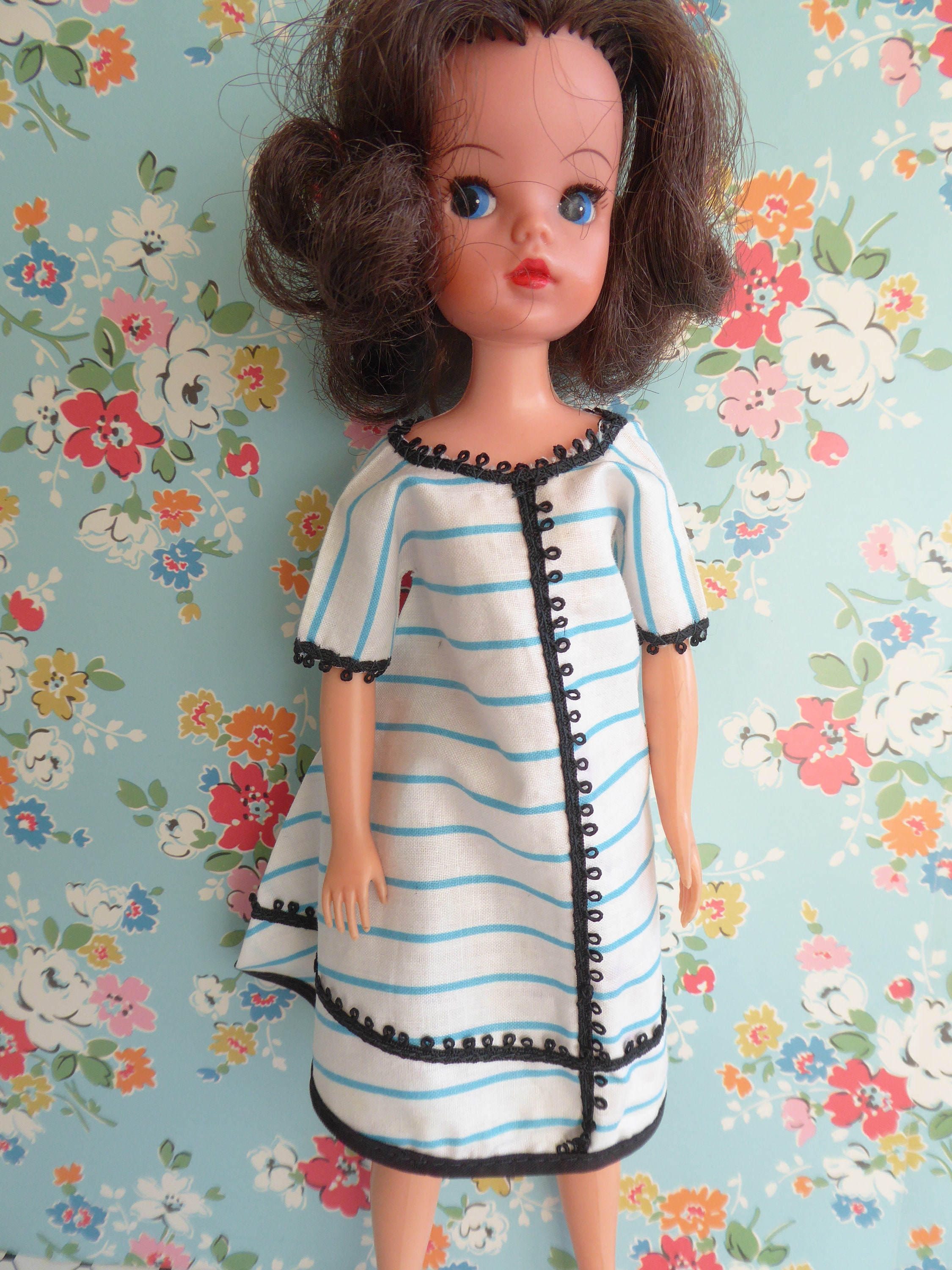1960s Vintage & Handmade FASHION DOLL DRESS in Full A-line