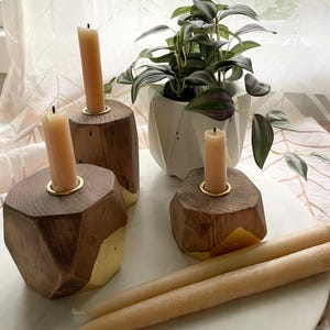 Geometric Wooden Candle Holders {Taper}