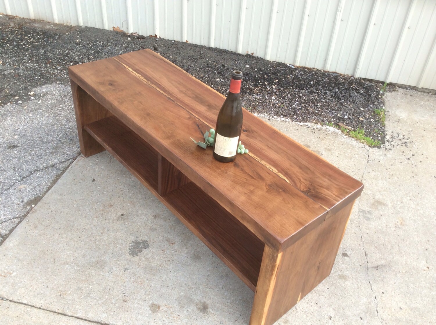 Coffee Table/bench W/ Storage Sleek Black Walnut - Etsy