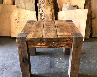 Wooden Rustic Side Table made from aged wood
