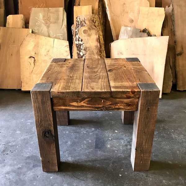 The Stanley End Tables- Rustic Wooden End/Side Tables Made From Reclaimed KS Wood