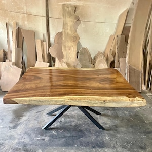 Live Edge Monkeypod Table - Metal Grasshopper Base - 30" Tall