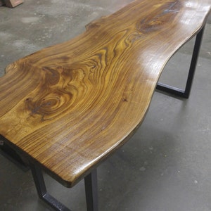 Live Edge Elm Desk: Rustic Modern Steel Leg Table