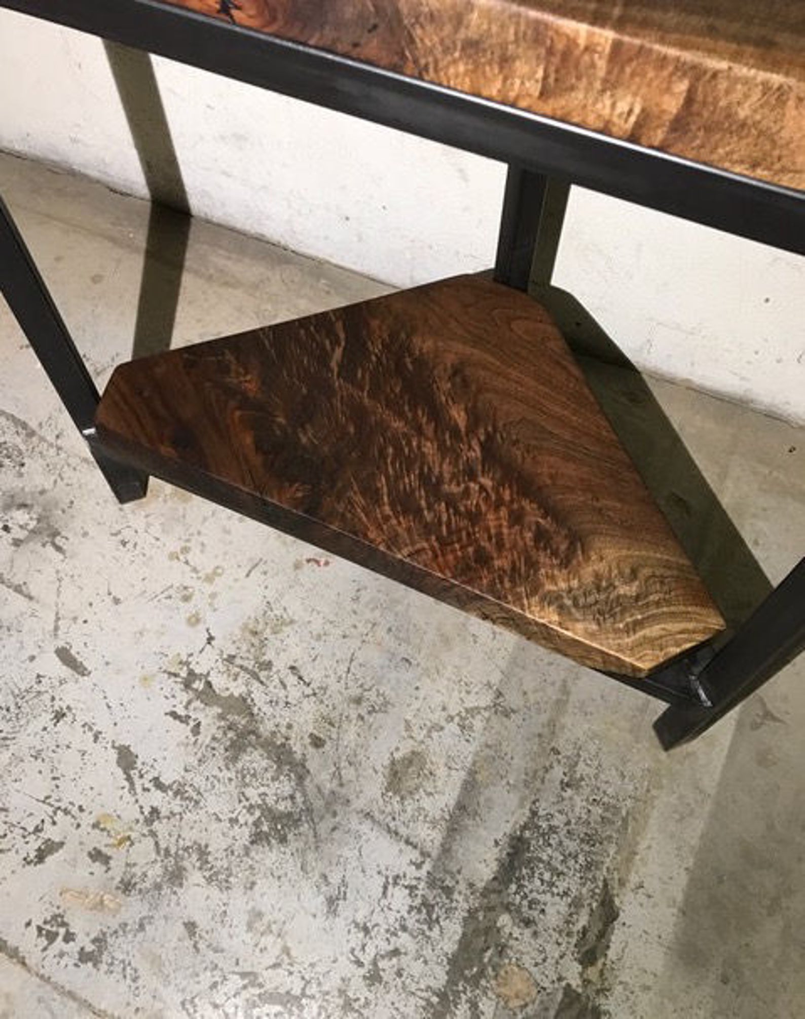 Corner Stand Black Walnut Industrial Style With Metal Base Etsy