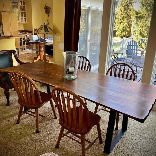 Black Walnut Live Edge Table with Metal Legs- "The Stunner"