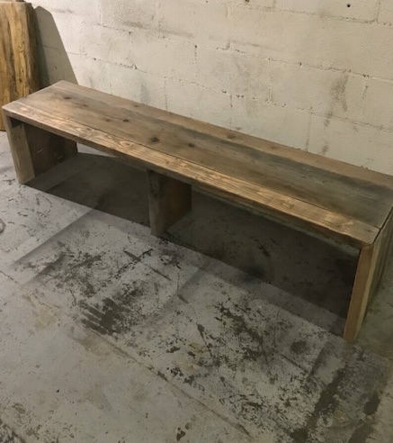 Wooden Bench Rustic Beautiful 3 Tone Aged Parsons Style