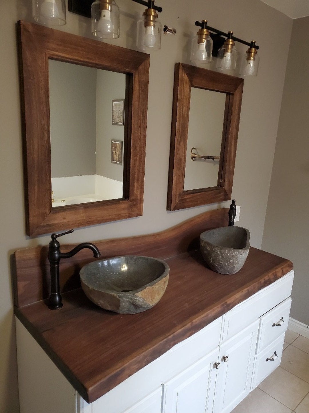 Live Edge Vanity/counter Tops Made From Live Edge Thicker Water Proof Coating backsplash
