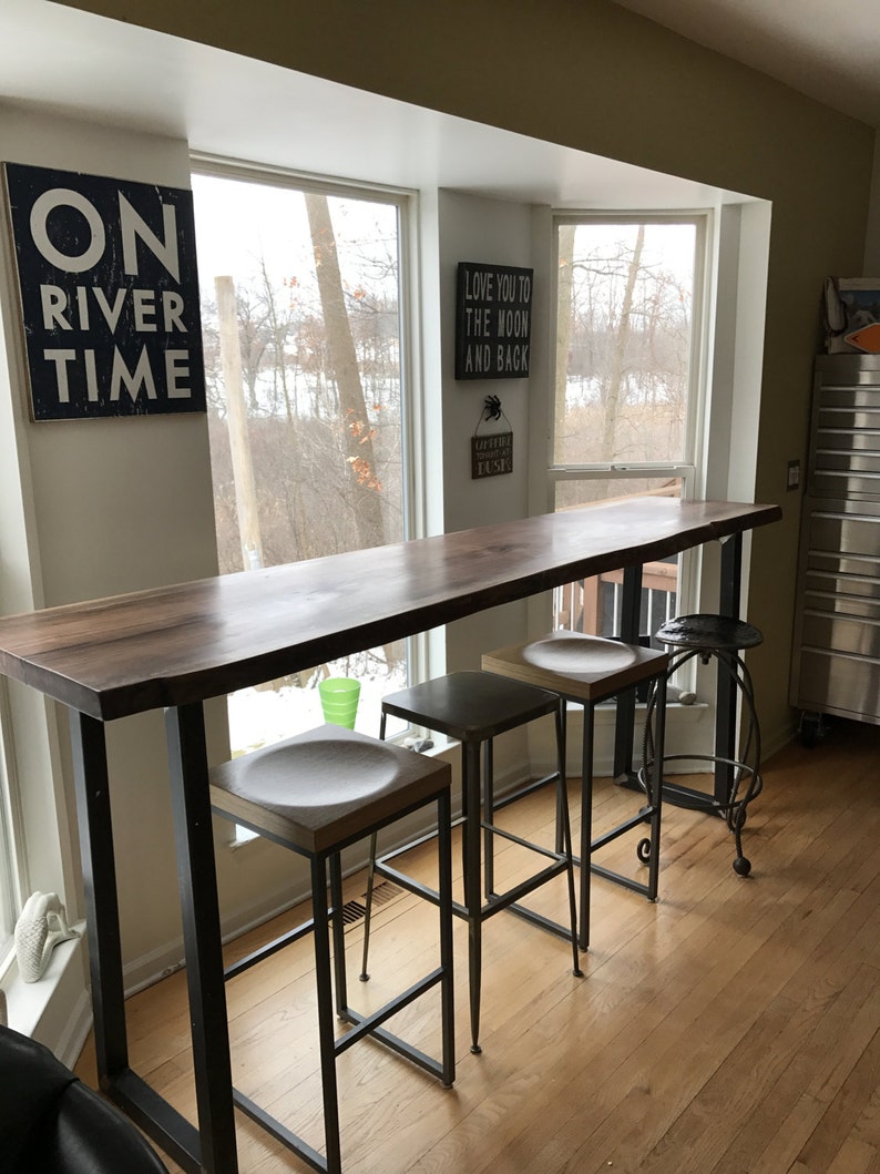 Live Edge Bar Table Tops Black Walnut With Metal Image 0