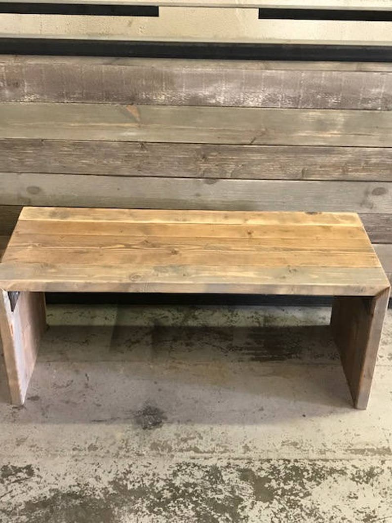 Wooden Bench Rustic Beautiful 3 Tone Aged Parsons Style