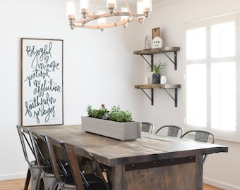 Reclaimed Silver Pine Wood Dining Table: Farmhouse Style