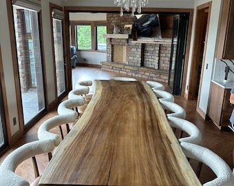 Large Dining Table made from Monkey Pod Wood and Trestle Base- " The Money"