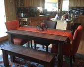 Rustic Farmhouse Table Full Set  (2 benches)- we can stain ANY COLOR!!