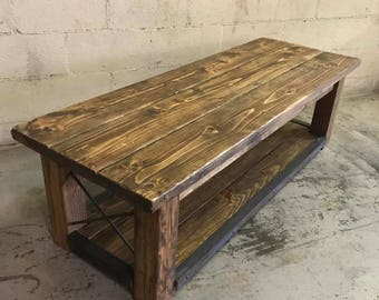Coffee Table, The Taylor- Rustic-Industrial Style Made From Reclaimed Wood And Industrial Metal