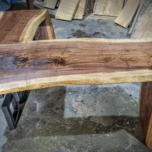 Black Walnut Live Edge L Desk with Mulit-square Leg and Waterfall legs, Desk, live edge, walnut, slab desk image 2