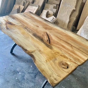 Live Edge Slab Dining/Kitchen Table with Cast Iron Legs The Spalted Beauty image 4