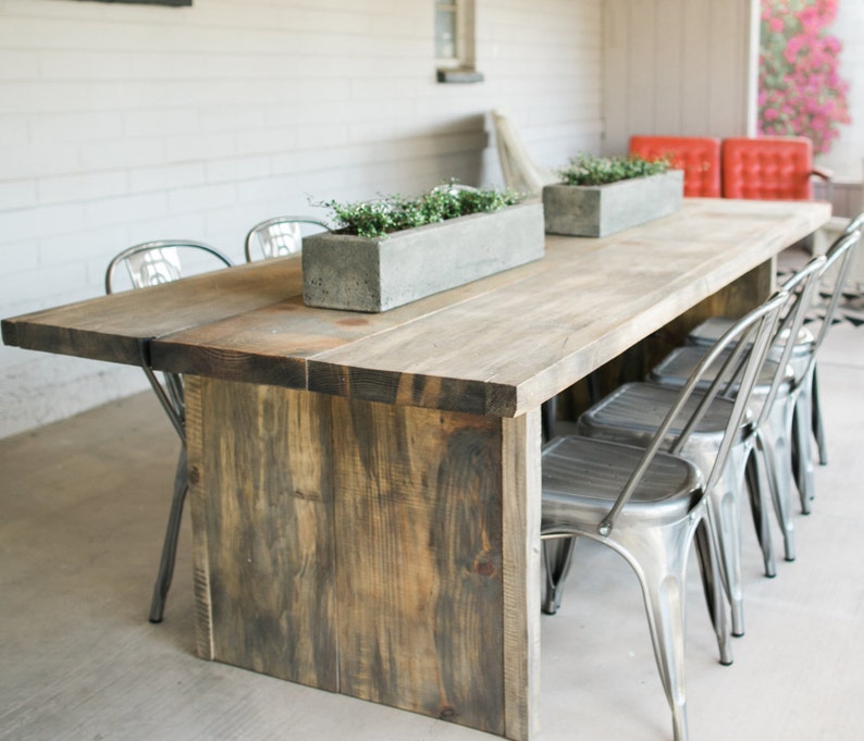 The BOSS Reclaimed/Aged Silver Pine Wood Dining Table, farmhouse table, aged wood table, reclaimed wood image 2