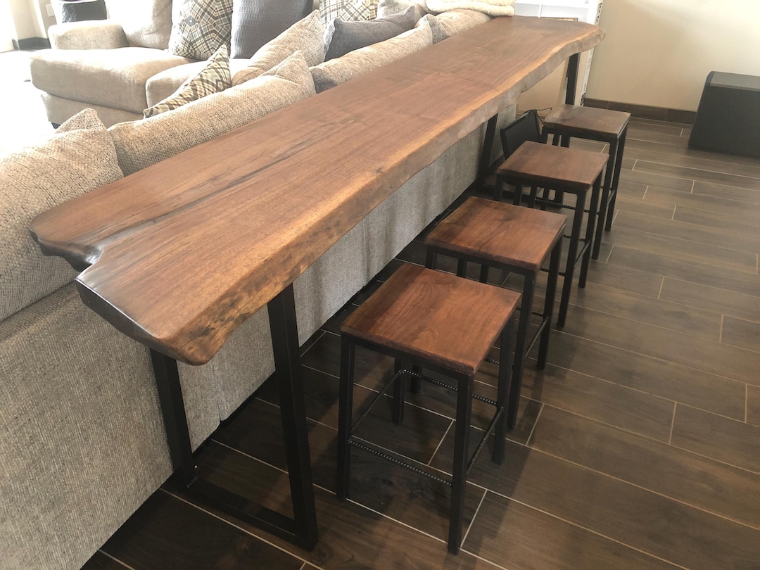 Black Walnut Live Edge Bars/sofa Tables With Bar Height Legs - Etsy