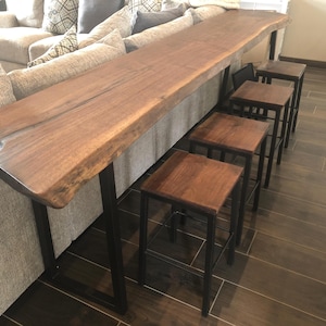 Black Walnut Live Edge Bars/Sofa Tables with Bar Height Legs