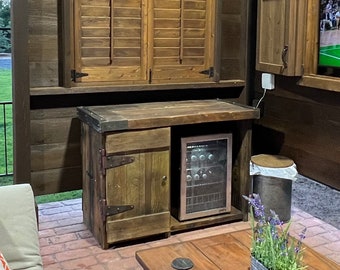 Custom Rustic-Aged Wood Entertainment Center Indoor/Outdoor