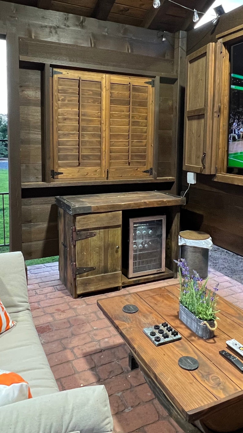 Custom Rustic-Aged Wood Entertainment Center Indoor/Outdoor image 1