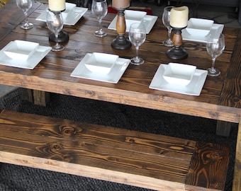 Farmhouse Table - Rustic-Aged Wood and 1 Bench combos