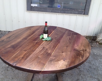 Black Walnut Round Trestle Table With Expansion - Etsy