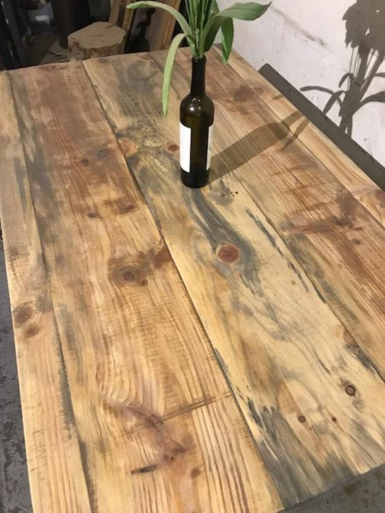 The BOSS Mesa de comedor de madera de pino plateado recuperada/envejecida, mesa de granja, mesa de madera envejecida, madera recuperada imagen 10