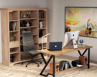 Multi-Tier Modern Metal Table/Desk Legs with Shelf Support