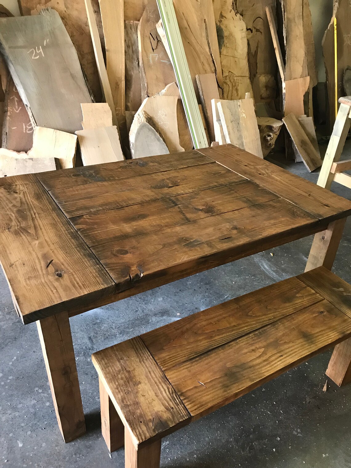 Farmhouse Table RusticAged Wood and 1 Bench combos Etsy
