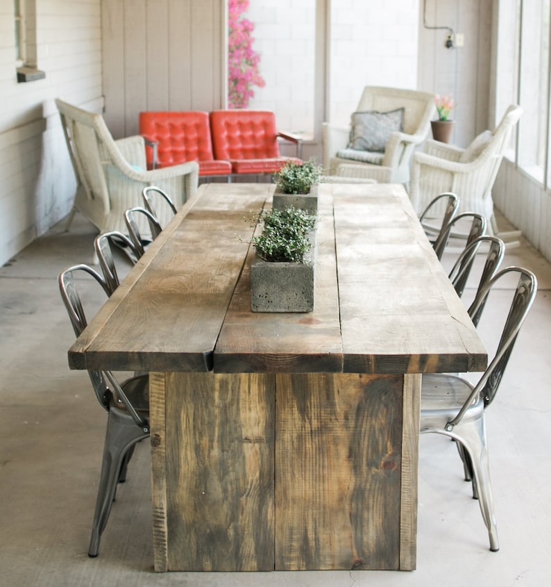 The BOSS Reclaimed/Aged Silver Pine Wood Dining Table, farmhouse table, aged wood table, reclaimed wood afbeelding 4