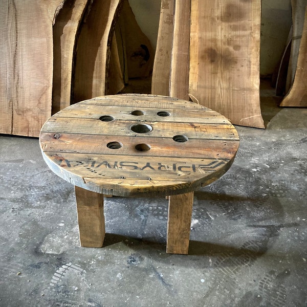 Indoor/Outdoor Spool Tables and coffee Tables made from reclaimed wood