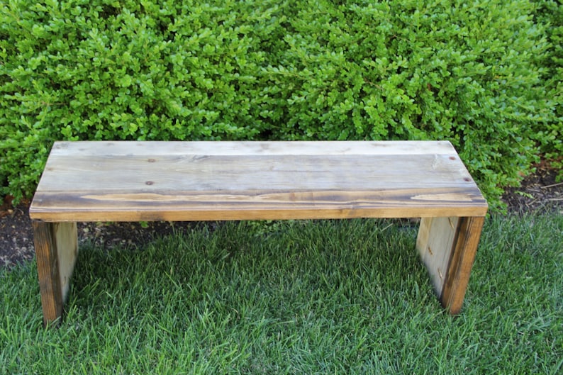 Wooden Bench Rustic Beautiful 3 Tone Aged Parsons Style