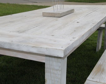 Farmhouse Table - White Wash Kansas Reclaimed Wood