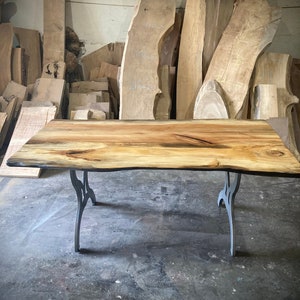 Live Edge Slab Dining/Kitchen Table with Cast Iron Legs The Spalted Beauty image 2