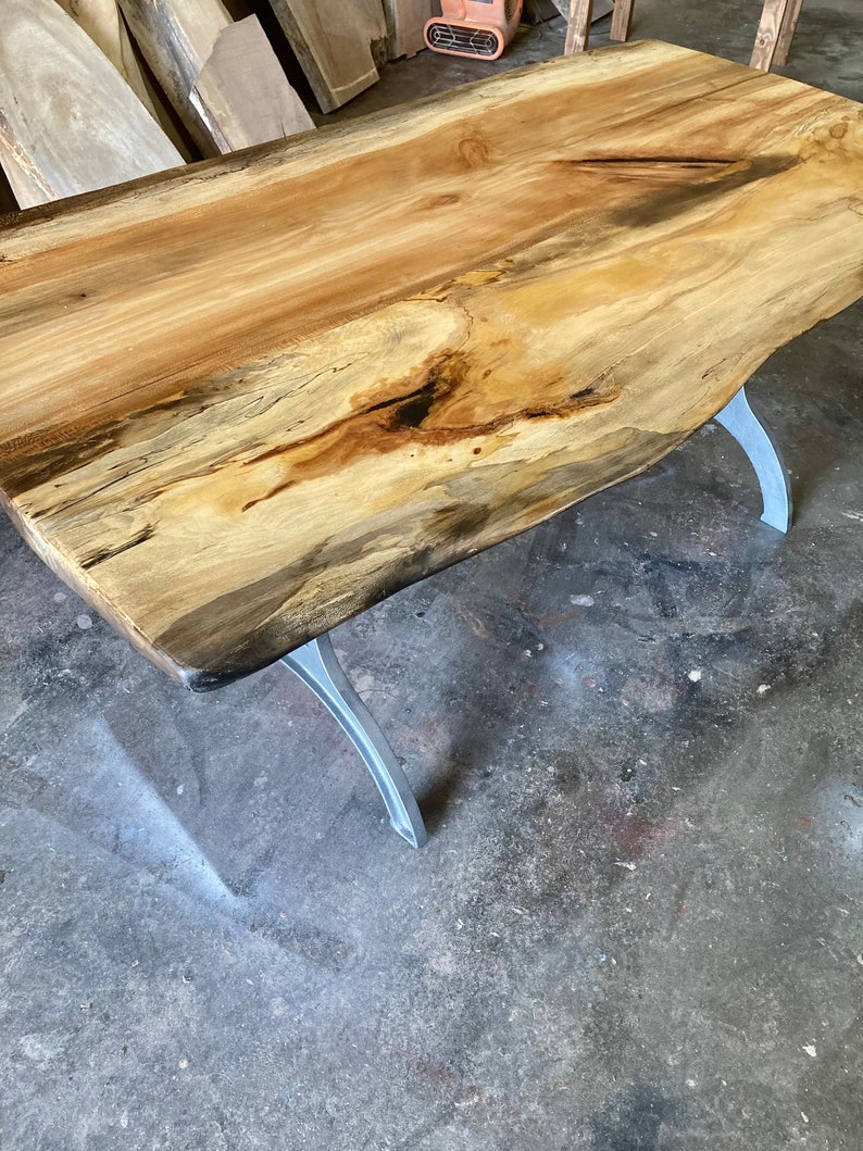 Live Edge Slab Dining/Kitchen Table with Cast Iron Legs The Spalted Beauty image 3