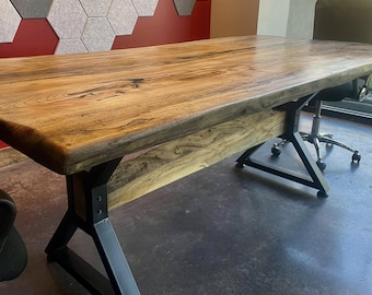 Live Edge Spalted Sycamore Trestle Table