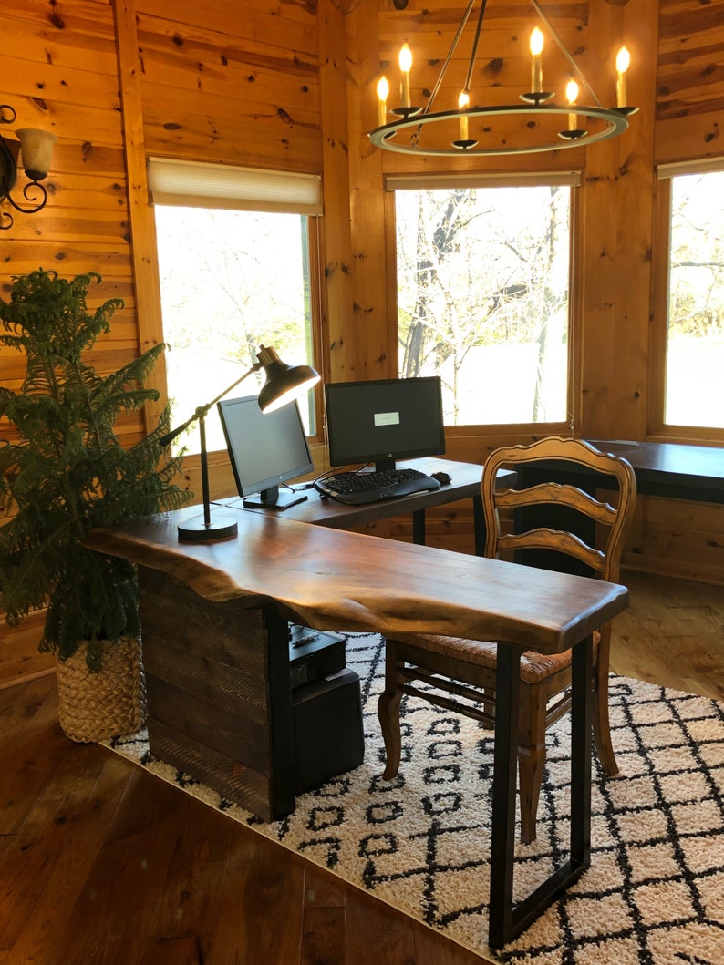 L Shaped Desks Made From Your Choice Of Live Edge Slabs
