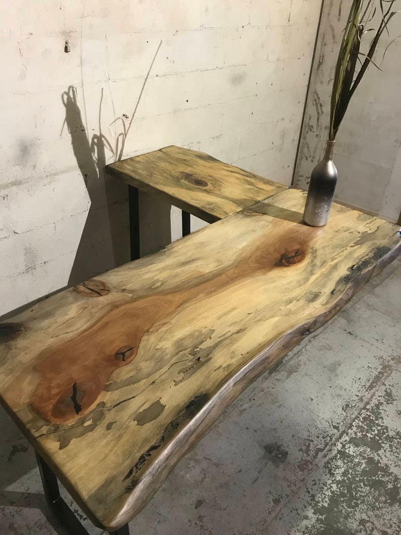 L-Shaped Desks Made From Your Choice of Live Edge Slabs | Etsy