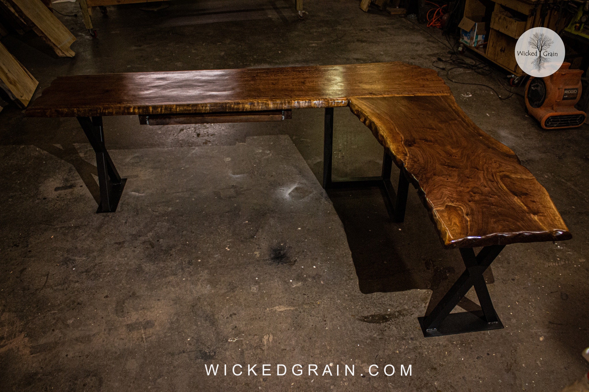 L shaped Desks Made From Your Choice of Live Edge Slabs Etsy