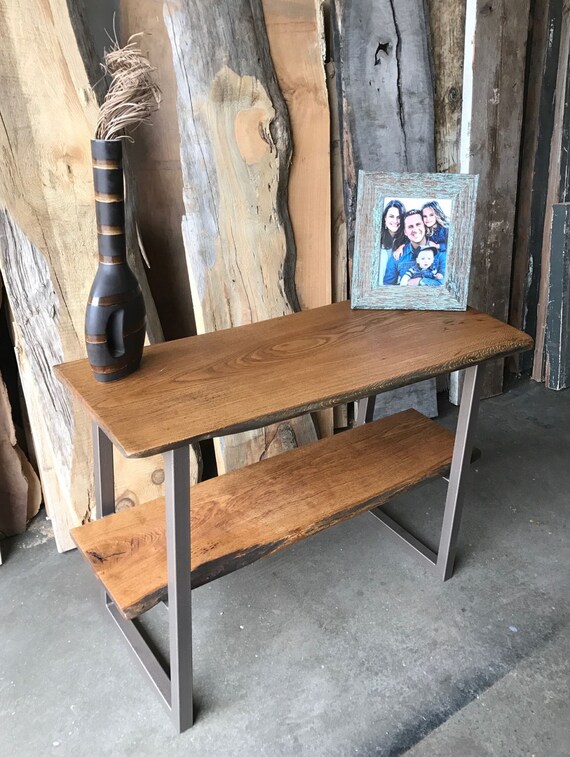 Live Edge End Table Double Decker Sofa Table Etsy
