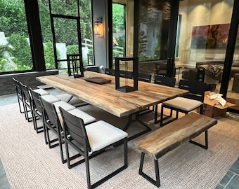 Live Edge Hardwood Slab Trestle Table- "The Goliath"