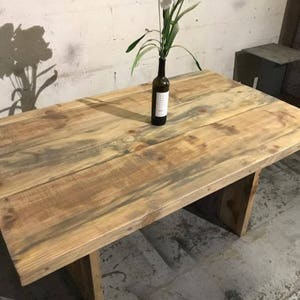The BOSS Mesa de comedor de madera de pino plateado recuperada/envejecida, mesa de granja, mesa de madera envejecida, madera recuperada imagen 6