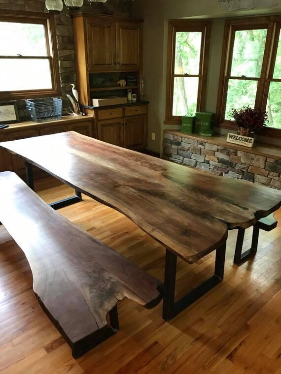 Black walnut slab dining on sale table